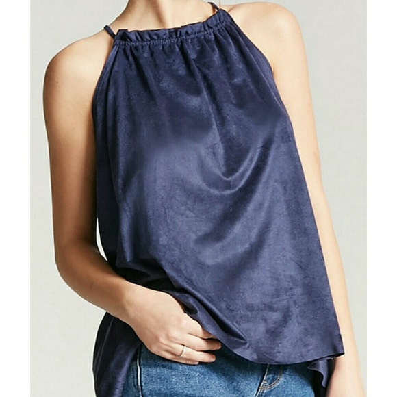 moon kiss Tops - Faux Suede Hi-Low Sleeveless Top